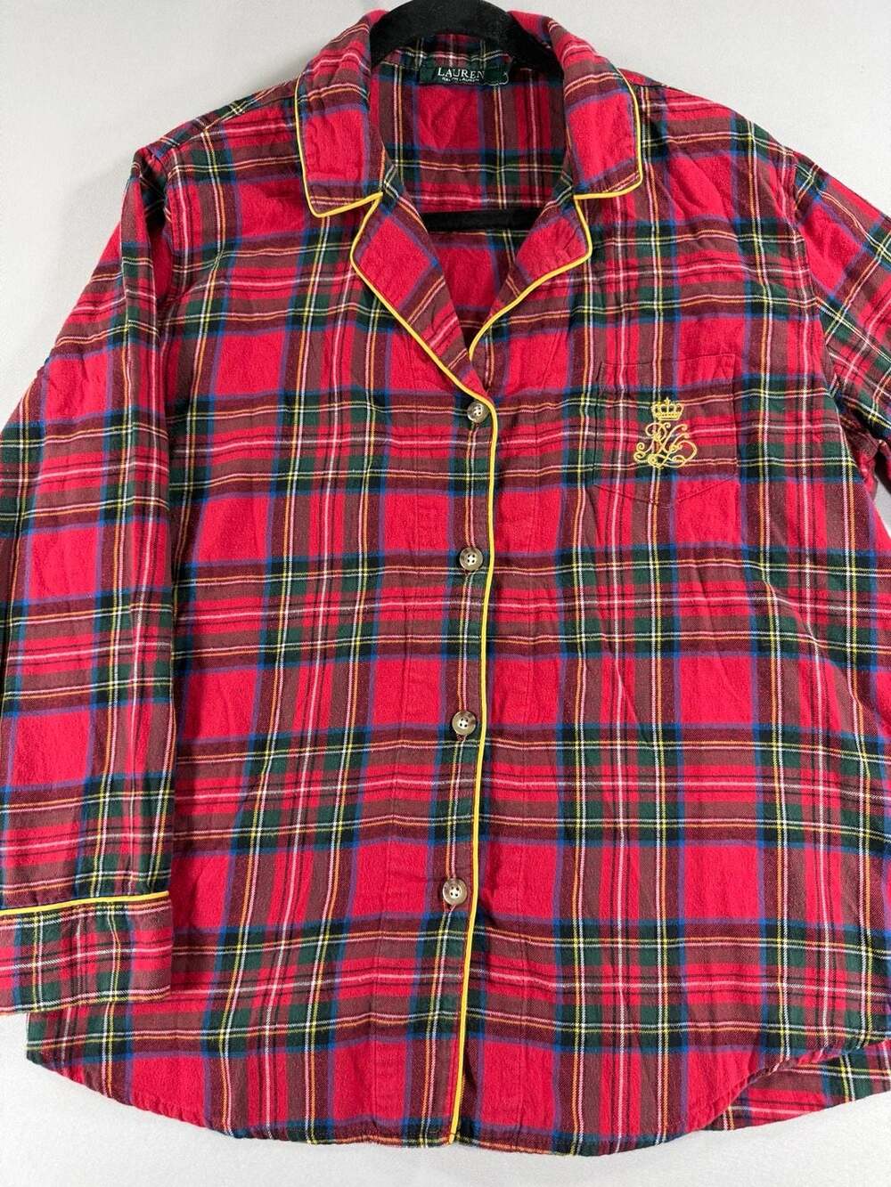 Lauren Ralph Lauren Flannel Pajama Top Size XL Red Plaid